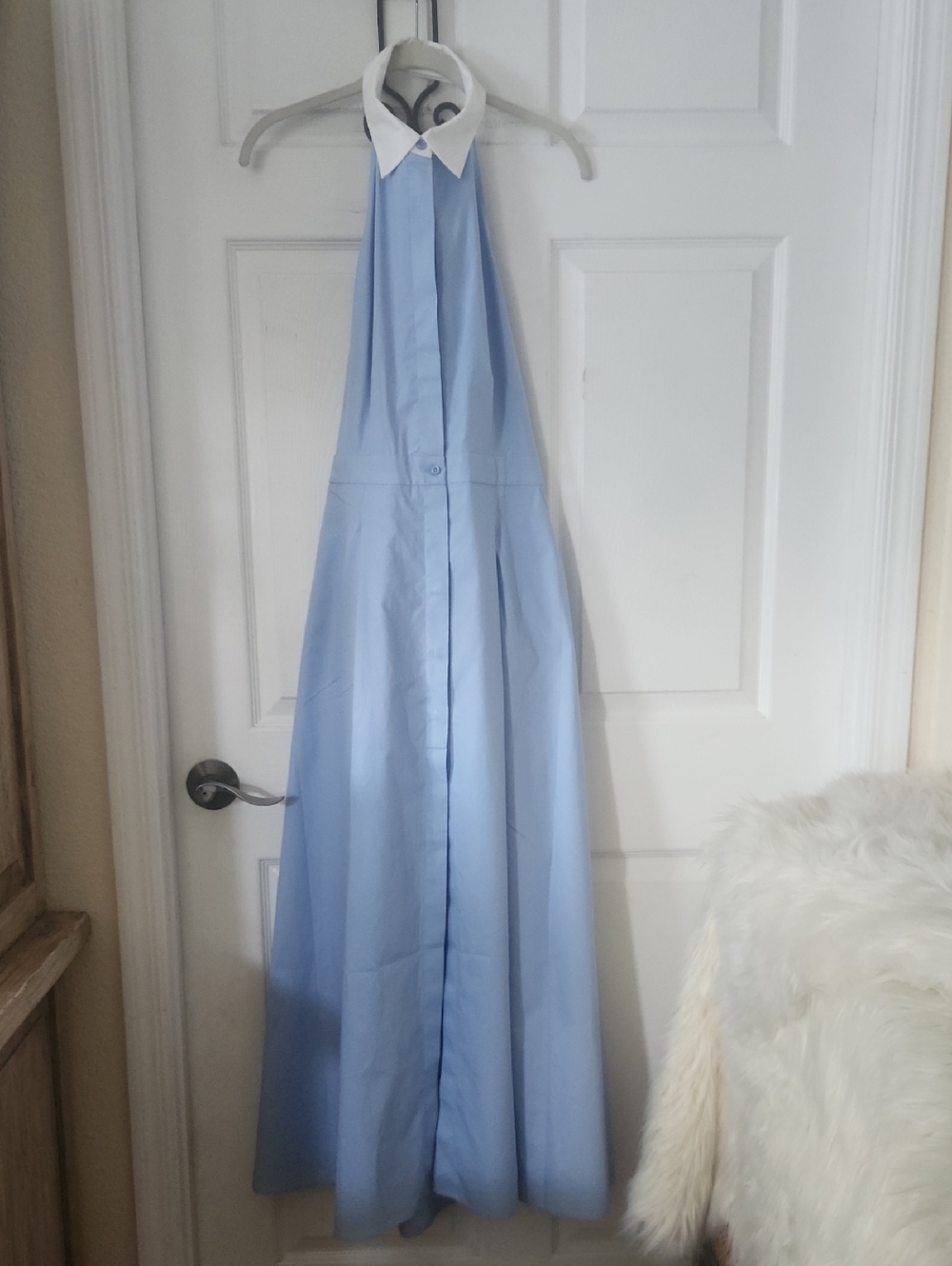 Sloane Cotton Button-Up Halter Dress NEW - Picture 3 of 12